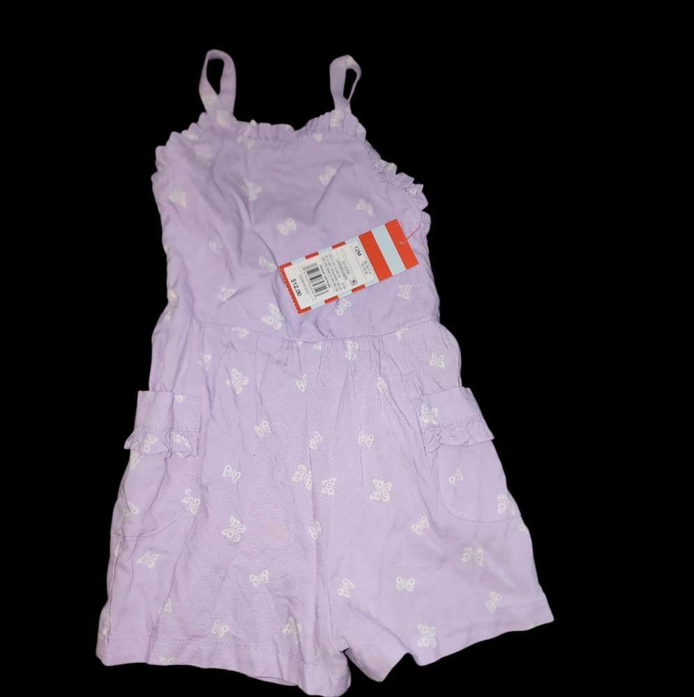 Cat & Jack Yellow Dress, Tan Shorts, and Purple Romper Set. 12 Month NWT - Picture 2 of 5